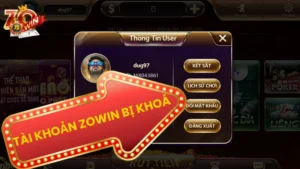 tài khoản Zowin bị khoá